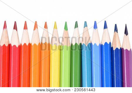 Сolour Pencils For Painting; Rainbow; Isolated; Draw