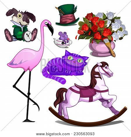 Faux Plants And Animals. Hat Magician. Vector Illustration.