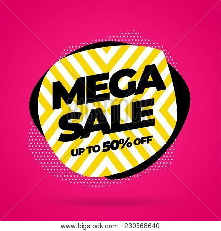 Sale Banner Template Design, Mega Sale Special Offer. Vector Illustration.