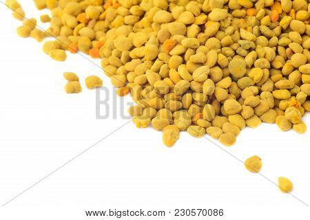Flower Bee Pollen Isolated On A White Background. Natural Remedy For Immunity Enhancement. Beekeepin