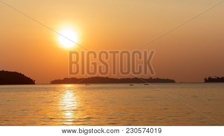 A 6 Am Ferry Crossing With Ross Island Fishing Boats And A Spectacular Sunrise Over The Ocean