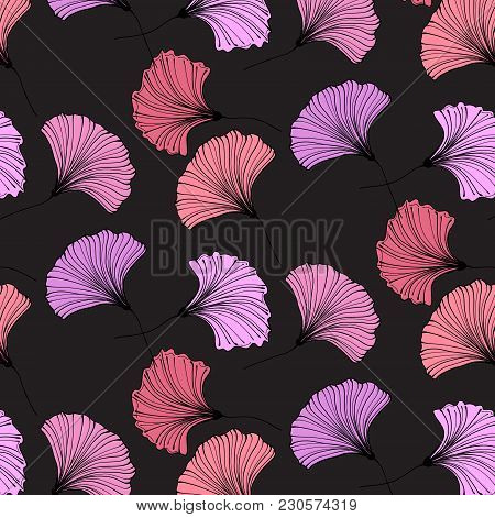 Vector Gingko Leaves. Beautiful Leaves Botany Texture. Modern Plant Background. Abstract Nature Wall