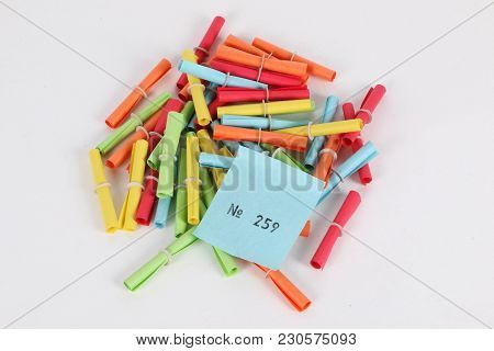 Colorful Tombola Tickets Lying In The Studio And On Top A Winning Number