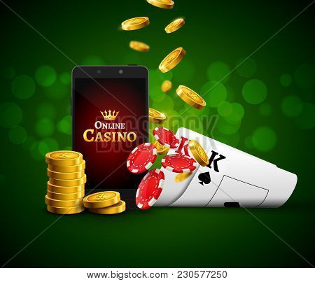 Online Mobile Casino App. Poker Gambling App. Casino Vector Game Background.