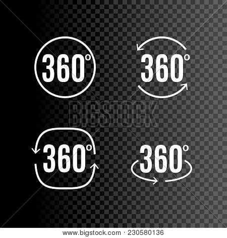 360 Degrees View Sign Icon Design Isolated. Vector Symbol Of Rotation Virtual 3d.