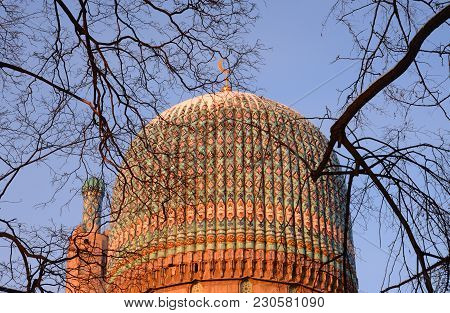 Dome Of Saint Petersburg Mosque On Petrograd Side At Evening, Russia.