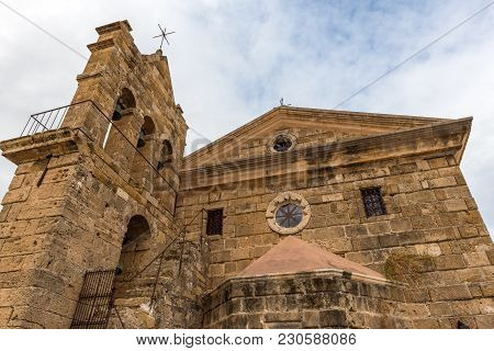 Zakynthos, Greece - September 29, 2017: The Ancient Church Of St. Nicholas Of The Mole Located On So