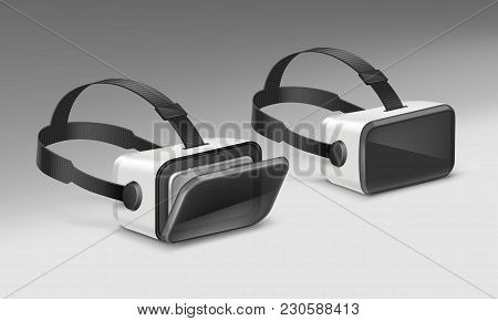 Vector Optical Head-mounted Display Or Virtual Reality Glasses In Perspective Isolated On White Back