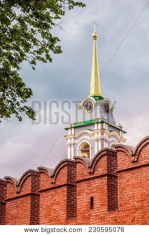 Ancient Assumption Cathedral And Tula Kremlin Wall In Tula, Russia. Summer