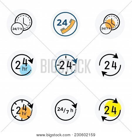 24-7 Icon Vector. Watch Timer Flat Icon For Apps And Websites. White Background.