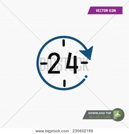 24-7 Icon Vector. Watch Timer Flat Icon For Apps And Websites. White Background.