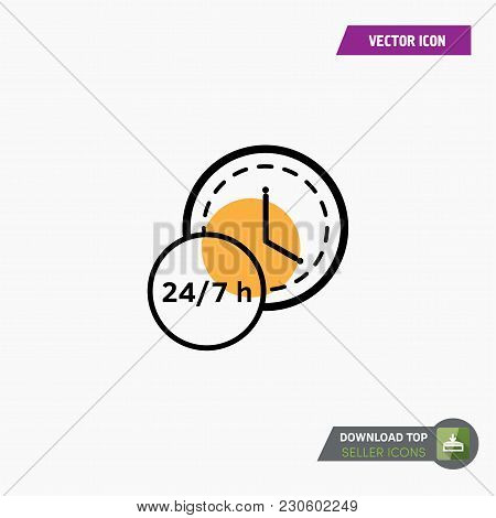 24-7 Icon Vector. Watch Timer Flat Icon For Apps And Websites. White Background.