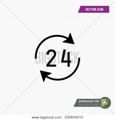 24-7 Icon Vector. Watch Timer Flat Icon For Apps And Websites. White Background.