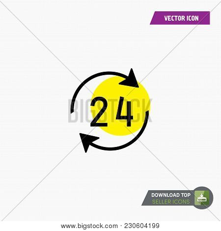 24-7 Icon Vector. Watch Timer Flat Icon For Apps And Websites. White Background.