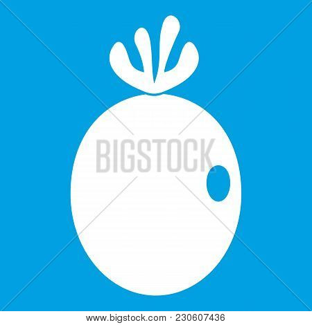 Feijoa Fruit Icon White Isolated On Blue Background Vector Illustration