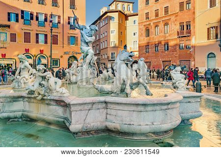 Neptuno Fountain, Piazza Navona, Rome, Italy