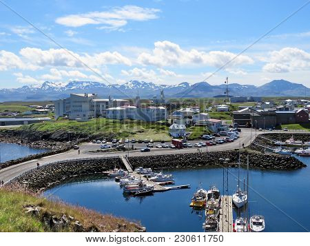 View Of Town Of Stykkisholmur On Snaefellsnes Peninsula In The Western Part Of Iceland, July 11, 201