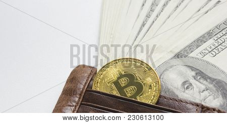 Bitcoin Gold Coin. Cryptocurrency Concept. Virtual Currency Background