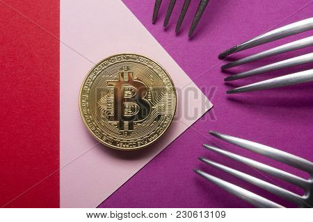 Bitcoin Gold Coin. Cryptocurrency Concept. Virtual Currency Background