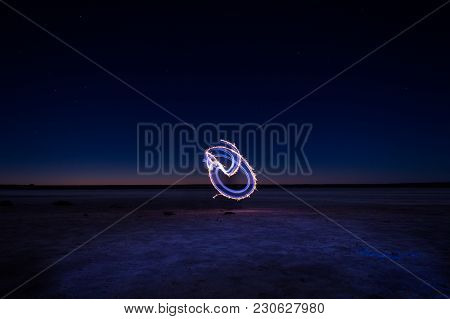 Abstract Lines Made With Lightpainting On A Dark Background