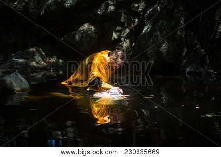 KOH CHANG, THAILAND - MAR 10, 2018: During Christian sacrament of spiritual birth - Baptism. There are currently 10 Orthodox parishes in Thailand, Orthodoxy is practiced by 0.002% of population.