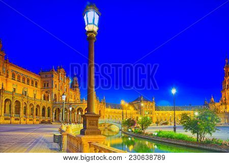 Spain Square (plaza De Espana)is A Square In The Maria Luisa Par