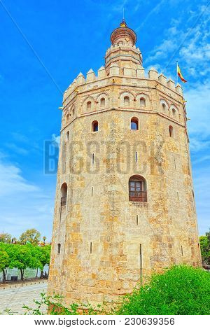 Tower Of Gold (torre Del Oro) Is A Military Watchtower On Paseo
