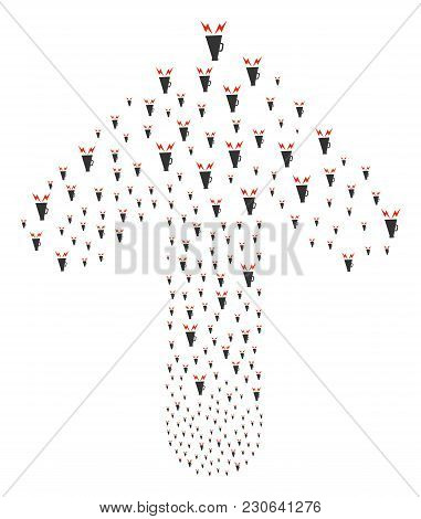 Alert Megaphone Pattern Made In The Collection Of Ahead Direction Arrow. Upwards Path Arrow Composit