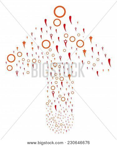 Confetti Stars Illustration Composed In The Figure Of Upwards Move Arrow. Up Path Arrow Composition 