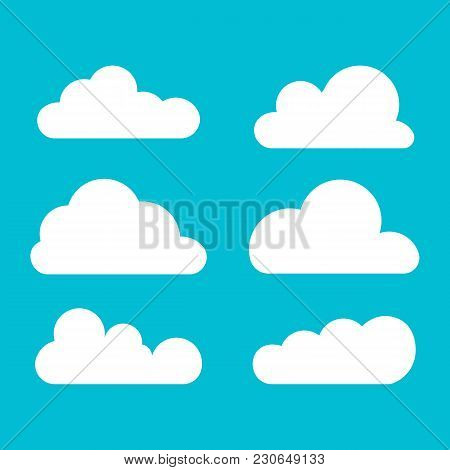 Cloud. Set Of Silhouette In Flat Style. Collection Of Cloud Icon , Shape, Label, Symbol. Graphic Ele