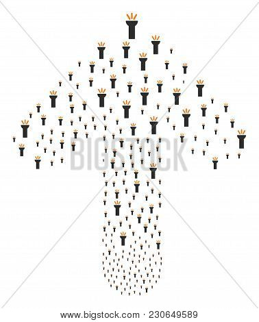 Electric Torch Light Collage Made In The Combination Of Upwards Path Arrow. Up Way Arrow Collage Org