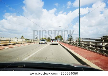 Rishon Le Zion, Israel- February 27, 2018: Cars On The Road On A Sunny Day In Rishon Lezion, Israel