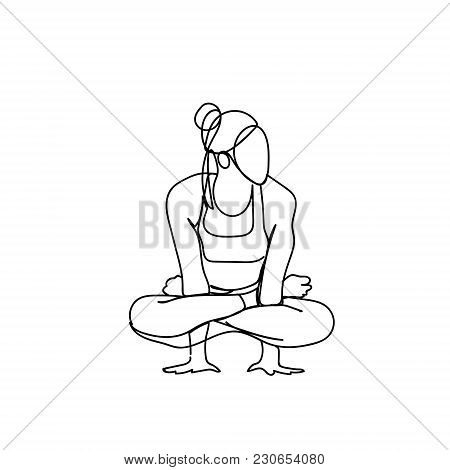 Sketch Woman In Joga Pose Silhouette On White Background Healthy Lifestyle Concept Vector Illustrati