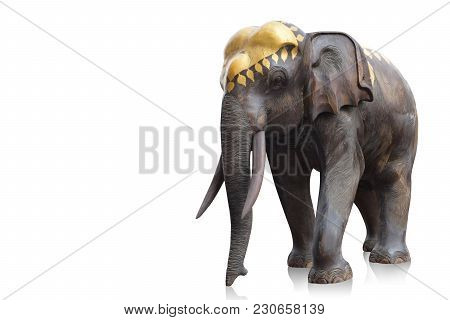 Dicut Wooden Elephant On White Background,object,decoration,copy Space