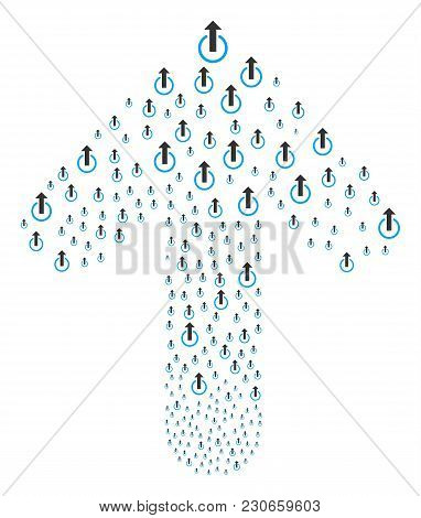 Logout Composition Constructed In The Shape Of Forward Directed Arrow. Up Oriented Arrow Collage Org