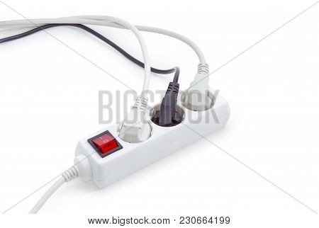 Power Strip With Three Electrical Sockets Cee 7 Standard, Illuminated Power Circuit Breaker And Thre