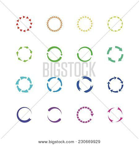 Color Circle Reload Arrows Vector Icons. Round Arrow Elements. Arrow Reload And Refresh Loop Illustr
