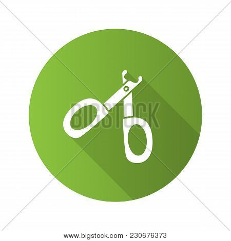 Pet Nail Clippers Flat Design Long Shadow Glyph Icon. Claw Scissors. Vector Silhouette Illustration
