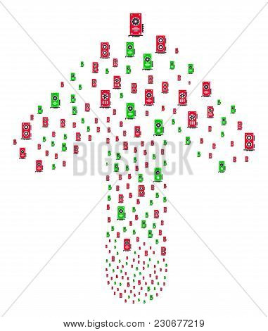 Video Card Gpu Illustration Created In The Set Of Upwards Path Arrow. Forward Path Arrow Figure Made