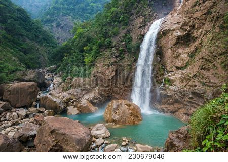The rainbow waterfall near the Nongriat village in Meghalaya, Northeast India