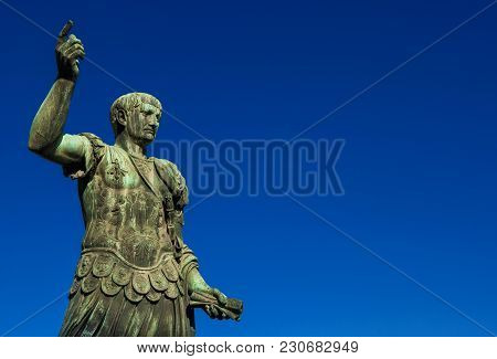 Trajan The Conqueror, One Of The Greatest  Ancient Roman Emperor, Bronze Statue Along Imperial Fora 