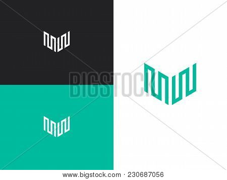 Abstract Letter M W Logo Design Template. Simple Vector Logo In A Modern Style. Linear Creative Sign