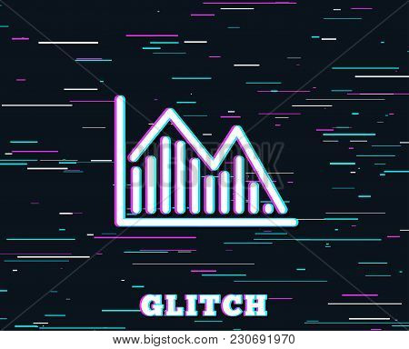Glitch Effect. Financial Chart Line Icon. Economic Graph Sign. Stock Exchange Symbol. Business Inves