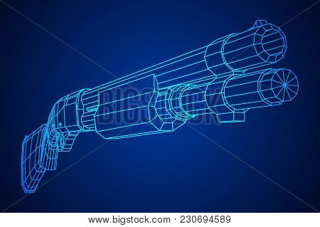 Shotgun Rifle Hunting Carbine Wireframe Low Poly Mesh Vector Illustration