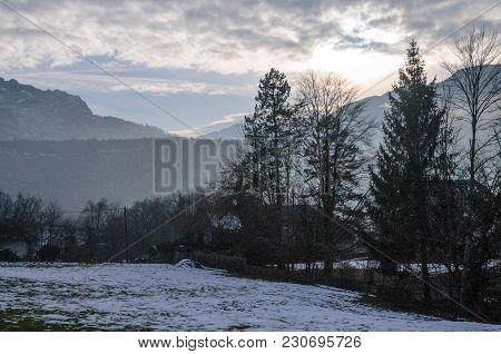 A Snowy Landscape In The French Savoy Area.