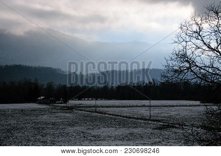 A Snowy Landscape In The French Savoy Area.