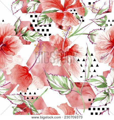 Wildflower Rose Flower Pattern In A Watercolor Style. Full Name Of The Plant: Rose, Rosa, Hulthemia.