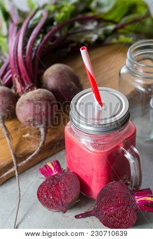 Healthy Dietary Detox Food, Fresh Smoothie Frim Young Red Beets