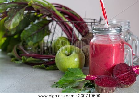 Healthy Dietary Detox Food, Fresh Smoothie Frim Young Red Beets