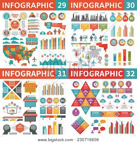 Infographic Business Design Elements - Vector Illustration. Infograph Template Collection. World And